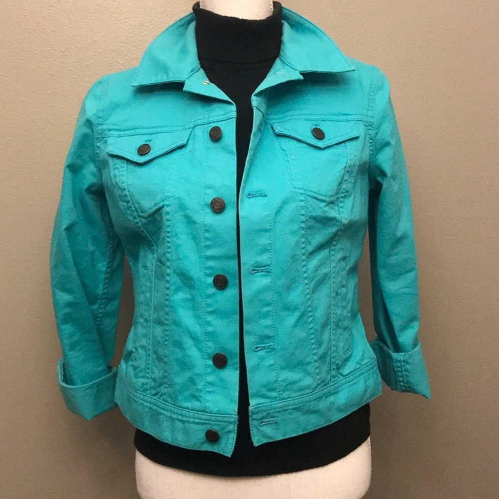 Talbots Jackets & Coats | Talbots Turquoise/ Teal Denim Jacket | Size: XLp